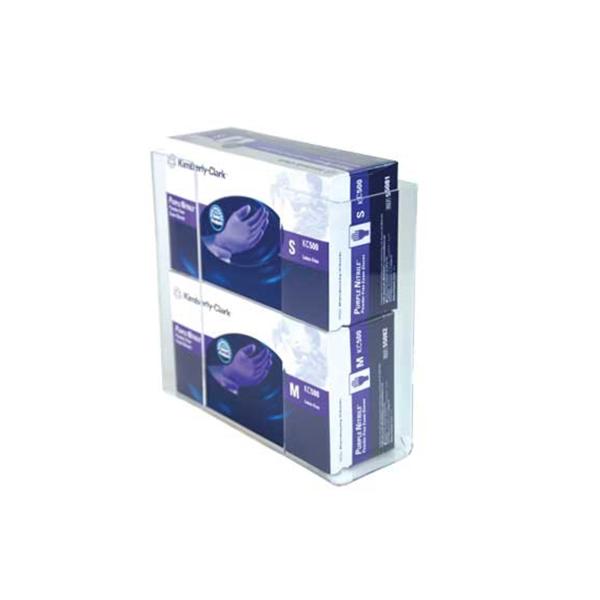 Glove Box Holder Wall Mounting Maxi-Dispenz Acrylic Double Clear Ea